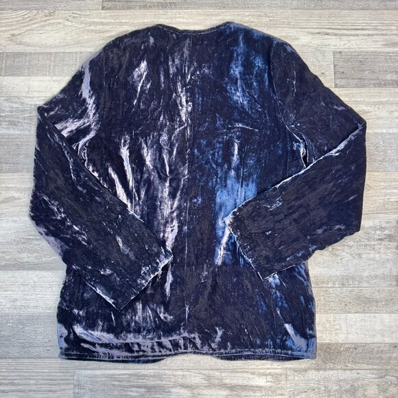 Anthropologie Beautiful Stories Purple Blue Velvet Women's Blazer P34 - Picture 7 of 7